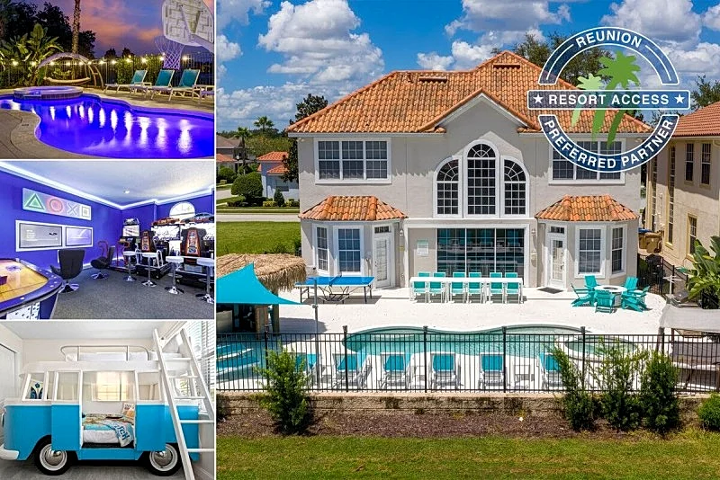 Luxury Custom Villa With Arcade Room, Amazing Custom Bunk Beds & Golf Course Views