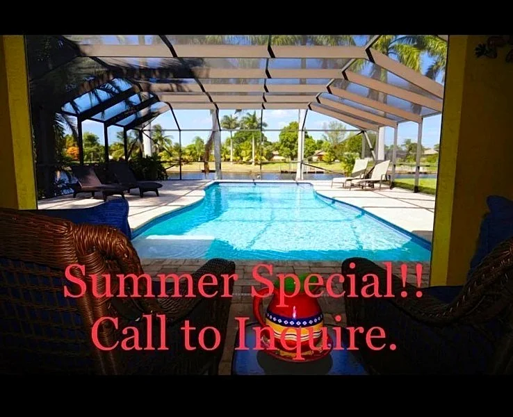 Casa DeLo 1028 SE Cape Coral 3b 2ba Den oversized electric heated pool located on Intersection Canal