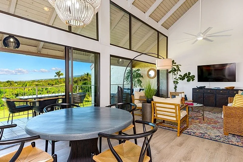 Upscale comfort at Punahele B304, looking at the Pacific ocean beyond the Kona Golf Course