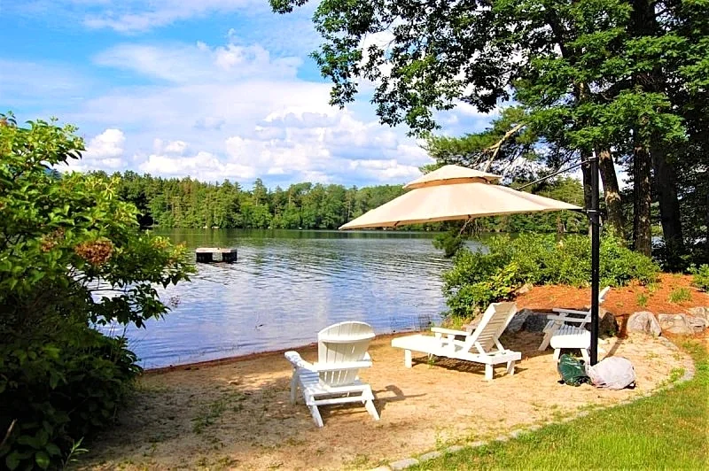 Natural cedar shakes waterfront on Lake Winnipesaukee