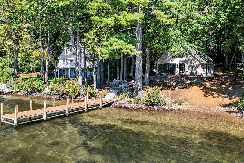 Winnipesaukee Waterfront Chalet with Sandy Beach Private Dock and Fire Pit