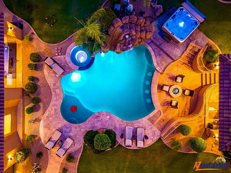 MIllion $ Desert Dream + Heated Spa & Pool with Waterslide+SportsCourt+Pickelball+Putting Green