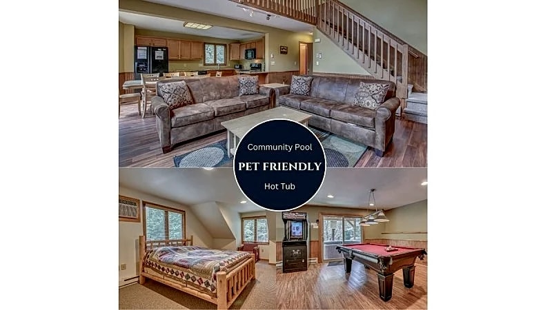 "Black Bear" Beautiful Mountain Chalet, Community Pool/ Beach, Hot Tub, Arcade Game, Gas Grill