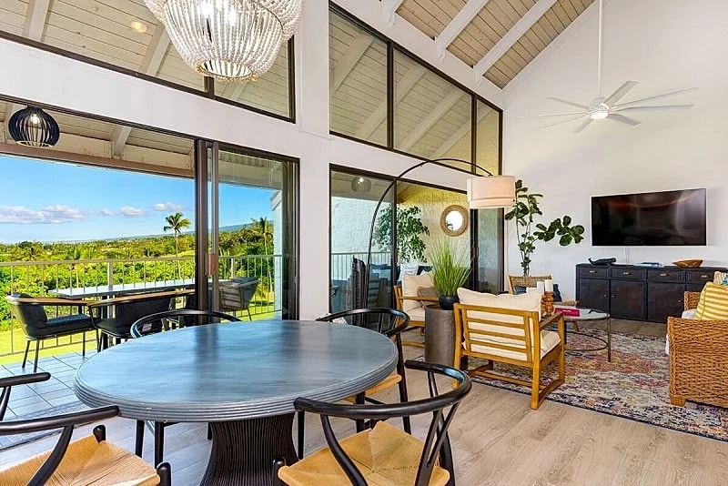 Upscale comfort at Punahele B304, looking at the Pacific ocean beyond the Kona Golf Course