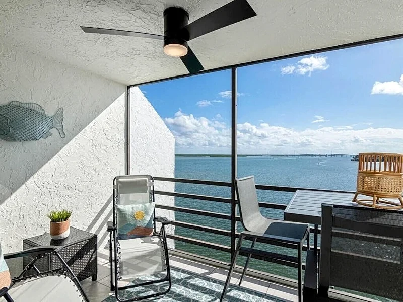 Gorgeous one bedroom one bath condo with views of the Marco River.